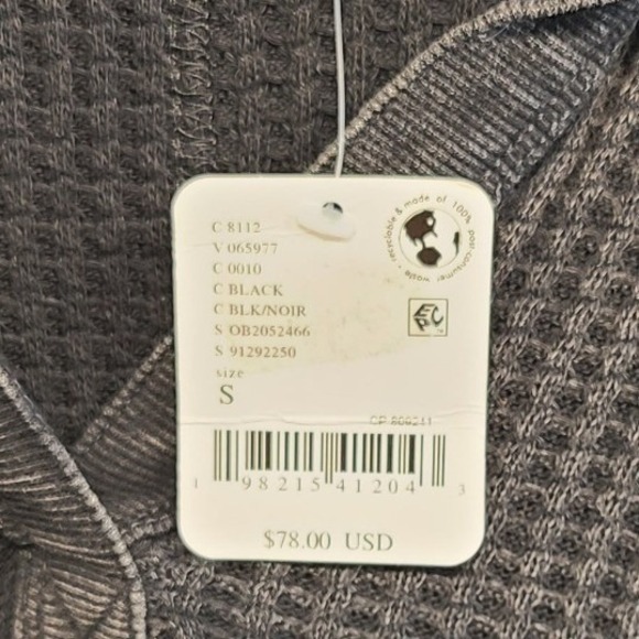 We The Free Women's Oversized Travis Polo Waffle Knit Top in Charcoal Black S - Picture 9 of 9